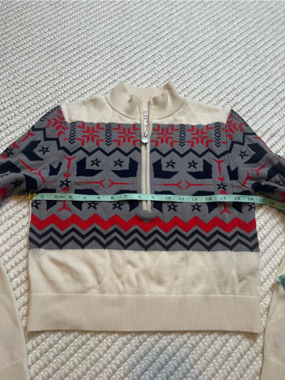 Perfect Moment Nordic Half Zip Sweater in Snow White Cream Merino Wool Small